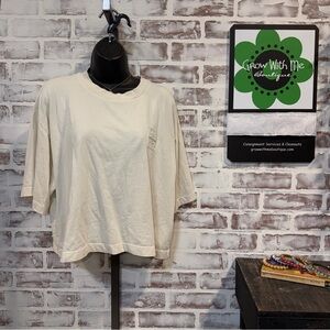 Coach Relaxed Crop Cream Women's Tee large